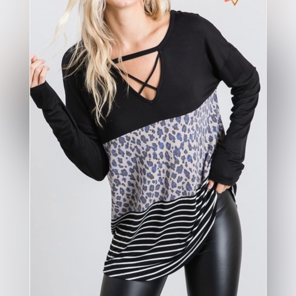 Leopard and stripped top
